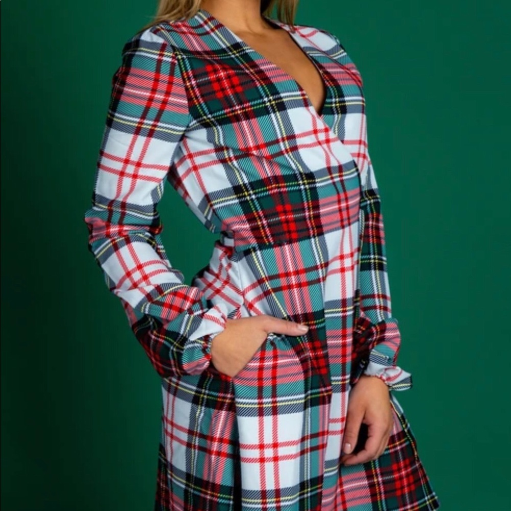 Plaid wrap dress